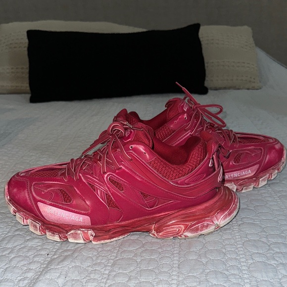 Balenciaga Mens Triple S Faded Red Sneakers - Picture 1 of 8